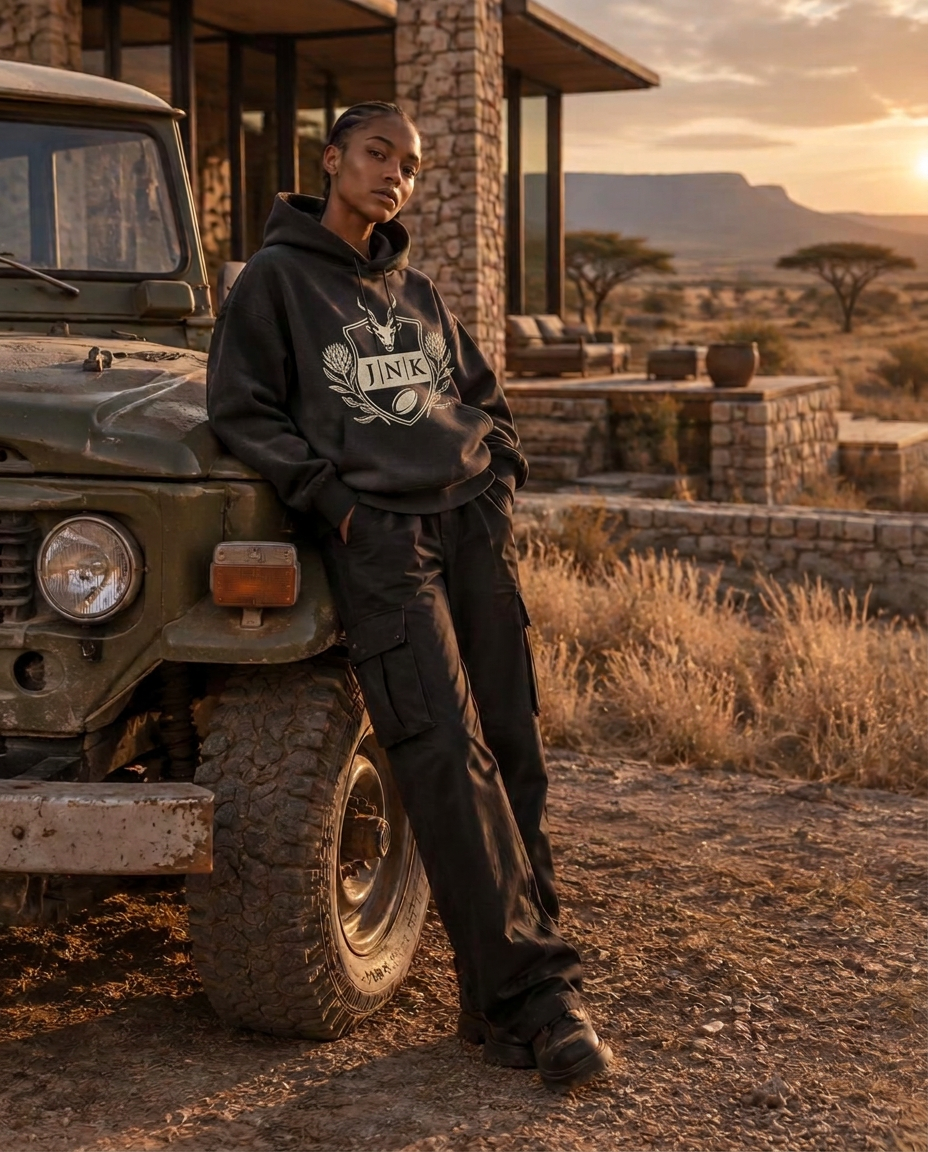 Bosveld-geïnspireerde streetwear by 'n kliplodge